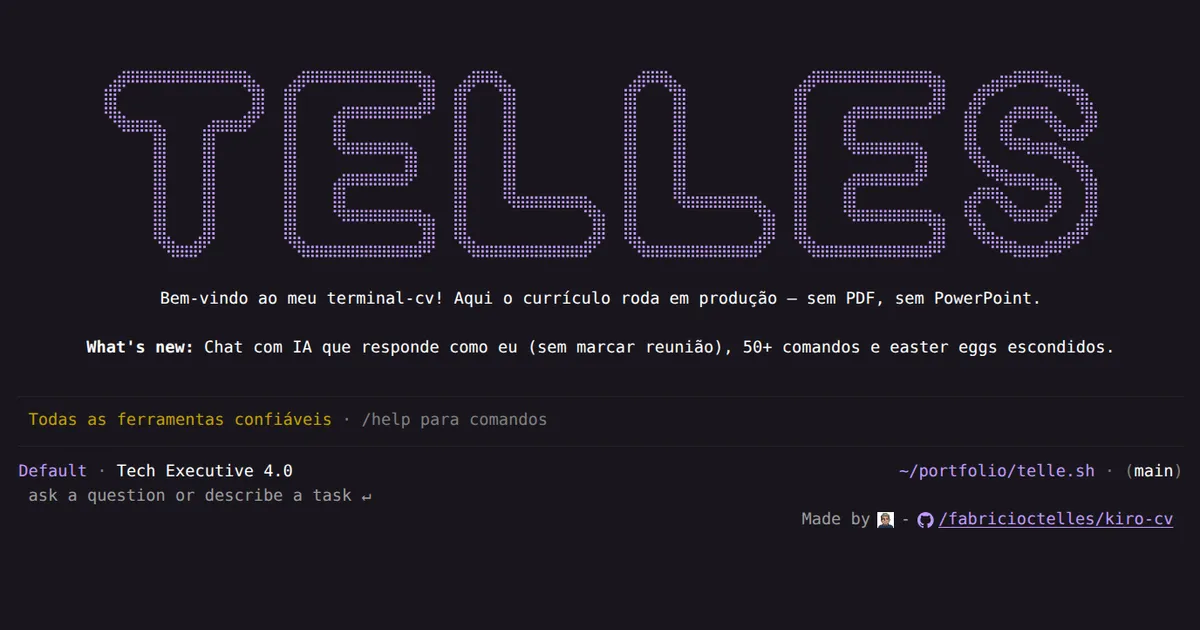 Kiro CV: portfólio que imita o Kiro CLI